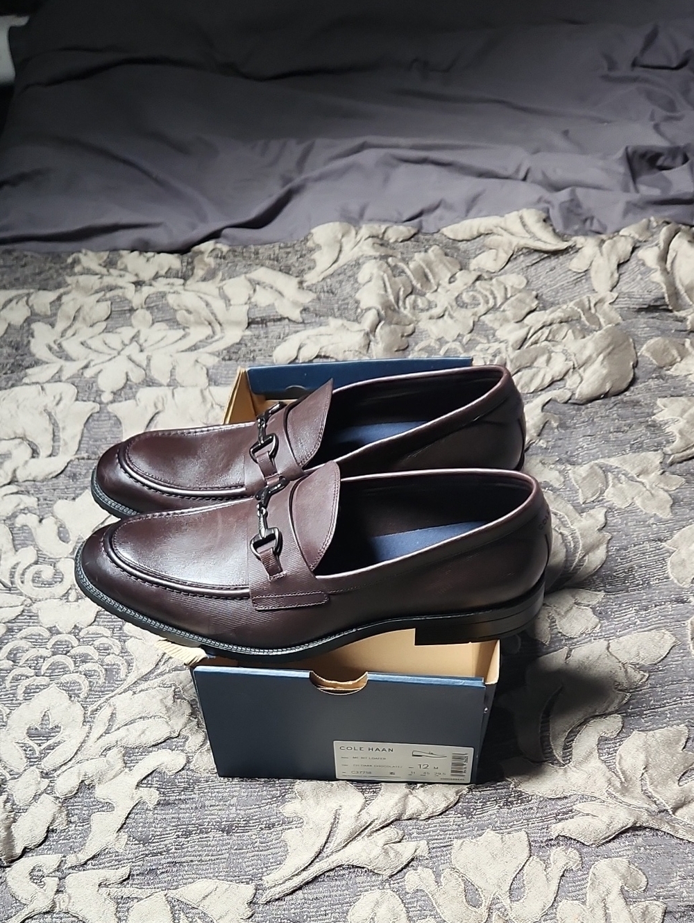 Cole Haan Dark Brown Leather Slip-On Bit Loafers